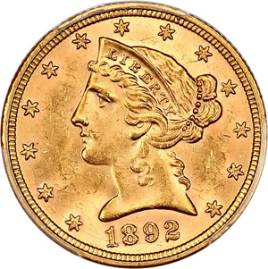 image for: 1892 $5 PCGS MS64