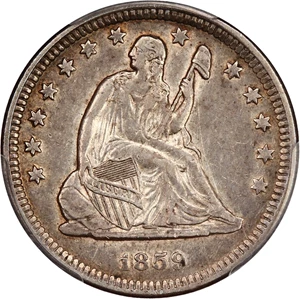 image for: 1859-O 25c PCGS AU50 ex: D.L. Hansen