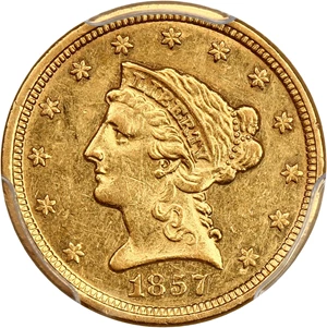 image for: 1857-O 2 1/2 PCGS AU53