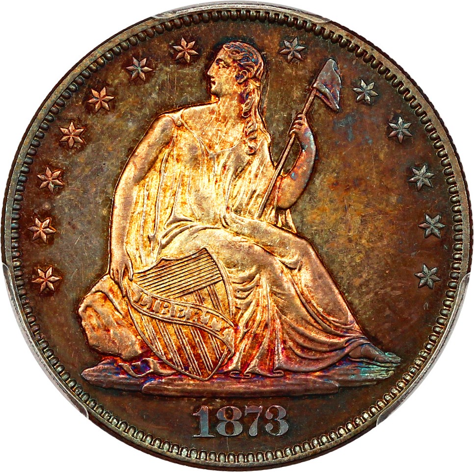 image for: 1873 50c PCGS/CAC Proof 65 (No Arrows, Closed 3) ex: D.L. Hansen
