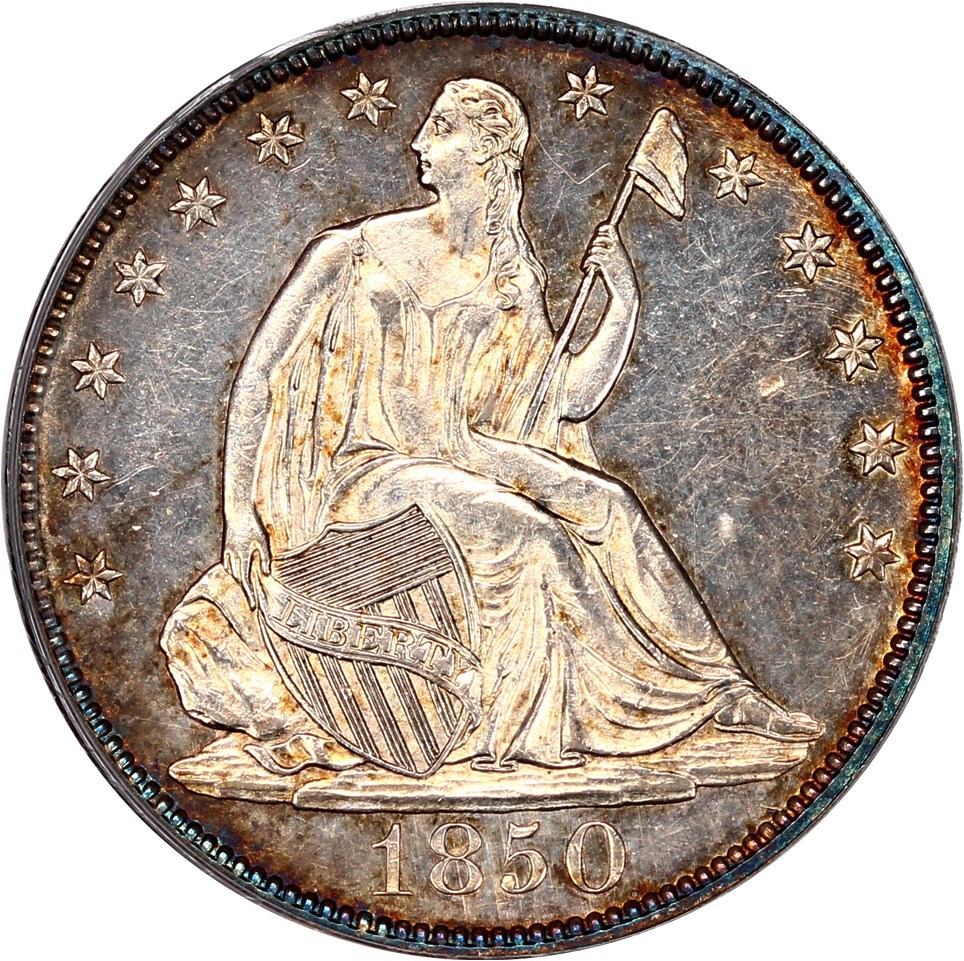 image for: 1850 50c PCGS MS60 (OGH)