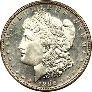 image for: 1892 $1 PCGS MS65 DMPL ex: D.L. Hansen