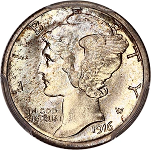 image for: 1916-S Mercury 10c PCGS MS63