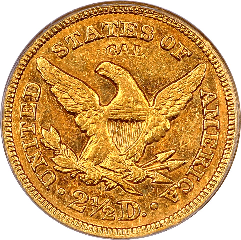 image for: 1848 CAL. 2 1/2 PCGS AU50 (OGH) ex: D.L. Hansen