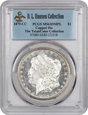 image for: 1879-CC $1 PCGS MS63 DMPL (Capped Die)