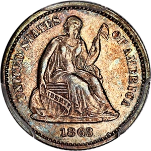 image for: 1863 H10c PCGS AU50