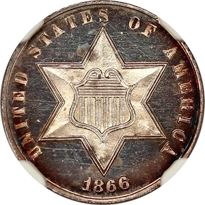 image for: 1866 3cS NGC Proof 64 CAM