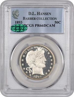 image for: 1893 50c PCGS/CAC Proof 66 DCAM ex: D.L. Hansen