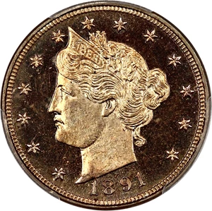 image for: 1891 5c PCGS Proof 64 CAM