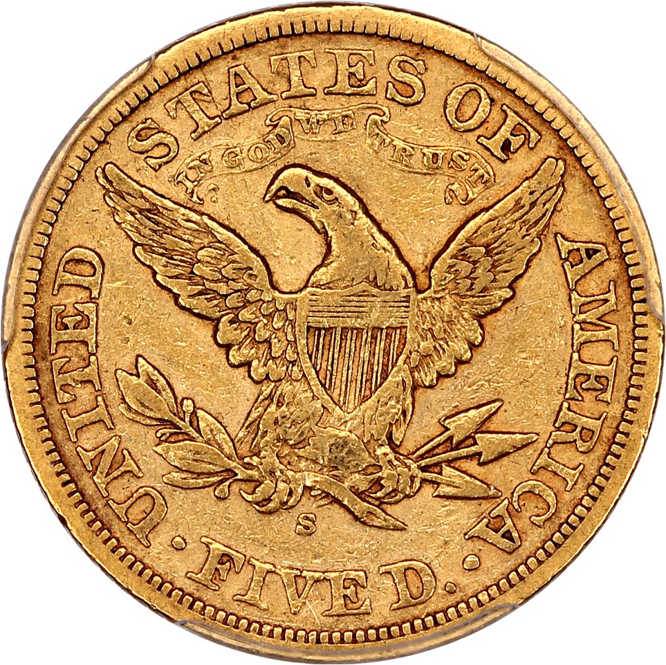 image for: 1872-S $5 PCGS XF40