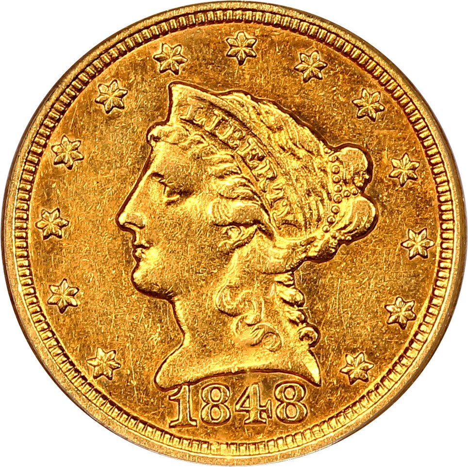image for: 1848 CAL. 2 1/2 PCGS AU50 (OGH) ex: D.L. Hansen