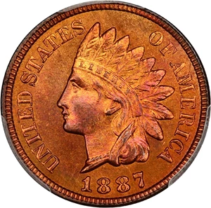 image for: 1887 1c PCGS MS66 RD ex: D.L. Hansen