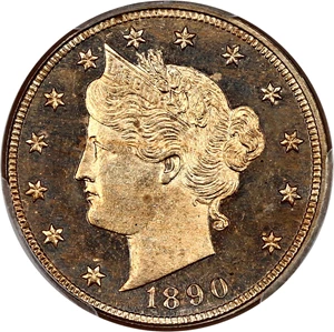 image for: 1890 5c PCGS Proof 64 CAM