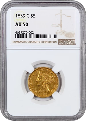 image for: 1839-C $5 NGC AU50