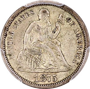 image for: 1875-S 10c PCGS XF45 (Mintmark Above)