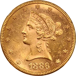 image for: 1886 $10 NGC/CAC MS63
