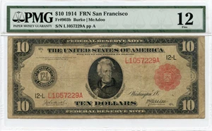 image for: FR. 903b 1914 Red Seal $10 Federal Reserve Note PMG Fine 12