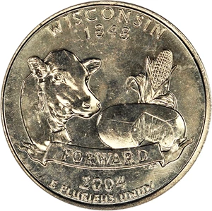 image for: 2004-D Wisconsin 25c PCGS MS63 (Extra Leaf High)