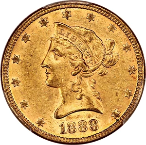 image for: 1888 $10 PCGS MS62