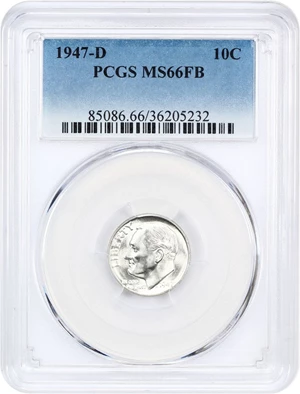 image for: 1947-D 10c PCGS MS66 FB