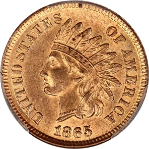 image for: 1865 1c PCGS MS65 RD (Fancy 5)
