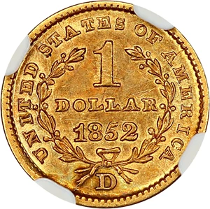 image for: 1852-D G$1 NGC/CAC AU55