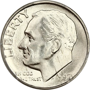 image for: 1947-D 10c PCGS MS66 FB