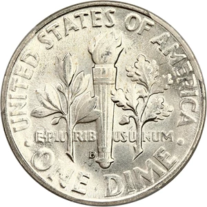 image for: 1947-D 10c PCGS MS66 FB