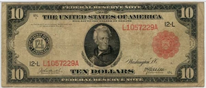 image for: FR. 903b 1914 Red Seal $10 Federal Reserve Note PMG Fine 12