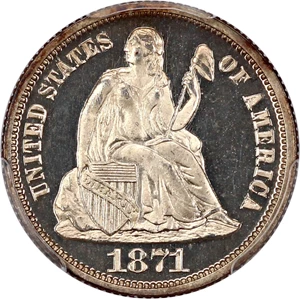 image for: 1871 10c PCGS Proof 66 DCAM