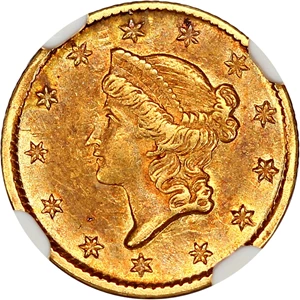 image for: 1852-D G$1 NGC/CAC AU55