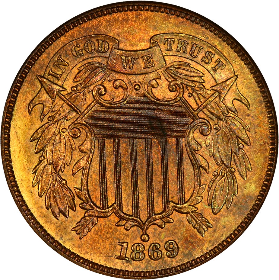 image for: 1869 2c NGC/CAC MS64 RB (OH)