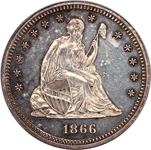 image for: 1866 25c PCGS Proof 62 (Motto)