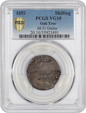 image for: 1652 Oak Tree Shilling PCGS VG-10 (68.51 Grains)