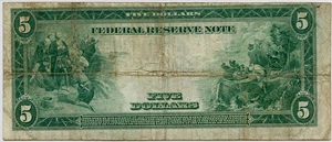 image for: FR. 870 1914 Blue Seal $5 Federal Reserve Note Chicago PMG Very Fine 25