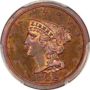 image for: 1852 1/2c PCGS/CAC Proof 66 RB (Restrike)