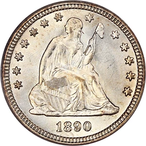 image for: 1890 25c PCGS MS65
