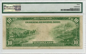 image for: FR. 939 1914 Blue Seal $10 Federal Reserve Note Minneapolis PMG Very Fine 30