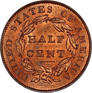 image for: 1833 1/2c PCGS MS64 RD