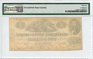 image for: FR. T42 1862 $2 Confederate States of America PMG About Unc 55 EPQ