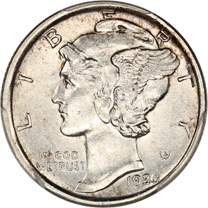 image for: 1920-D 10c PCGS AU53