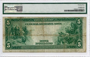 image for: FR. 870 1914 Blue Seal $5 Federal Reserve Note Chicago PMG Very Fine 25