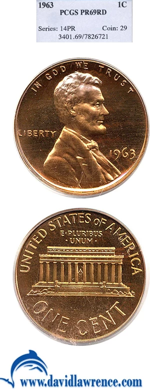 image for: 1963 1c PCGS Proof 69 RD
