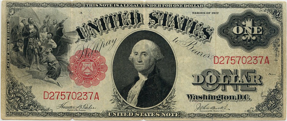 image for: FR. 36 1917 $1 Legal Tender PMG Choice Extremely Fine 40 (Minor Splits, Staining)