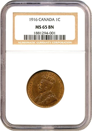 image for: Canada: 1916 1c NGC MS65 BN