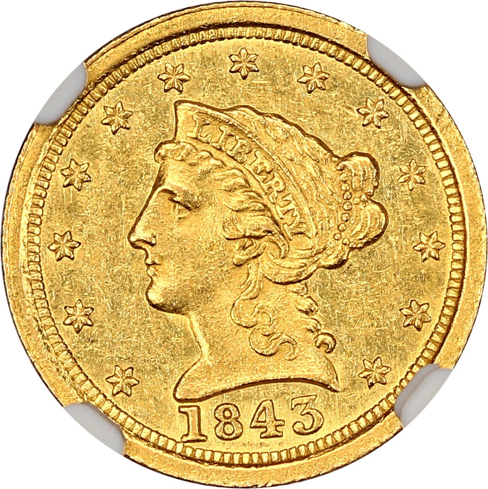 image for: 1843-O 2 1/2 NGC MS61 (Large Date)