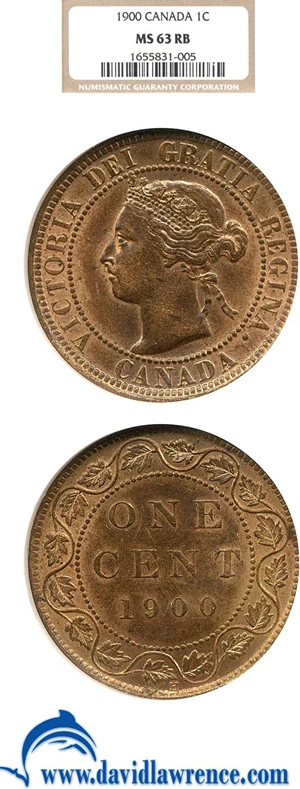 image for: Canada: 1900-H 1c NGC MS63 RB