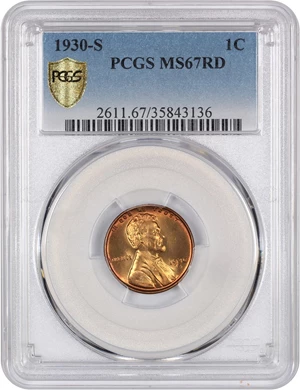 image for: 1930-S 1c PCGS MS67 RD