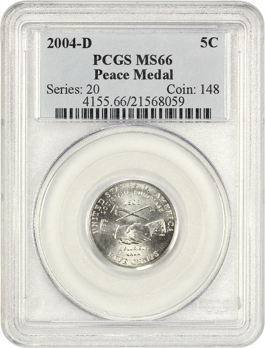 image for: 2004-D Peace Medal 5c PCGS MS66