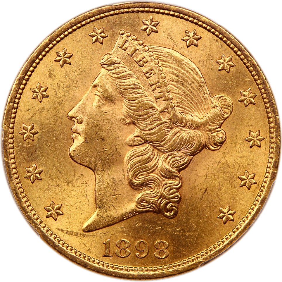 image for: 1898 $20 PCGS MS62